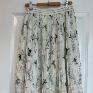 Ted Baker London Hummingbird Metallic Pleated Skirt - Medium Size Equivalent
